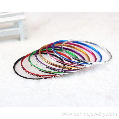 Engraved Shiny Aluminum Bangle Plated Colorful Bracelet